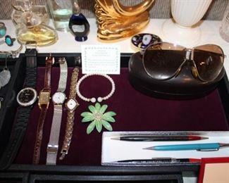 WATCHES, FERARI SUNGLASSES, VINTAGE PENCILS 