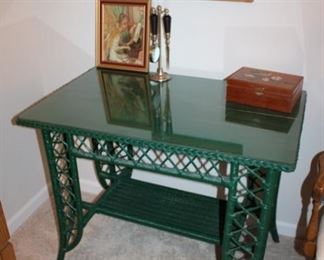 GREEN WICKER DESK