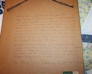 LETTER ON BACK OF PAINTING FROM 1897