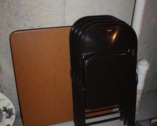 CARD TABLE, FOLDING CHAIRS