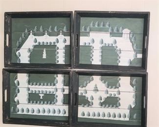 Wall art consisting of 4 painted trays