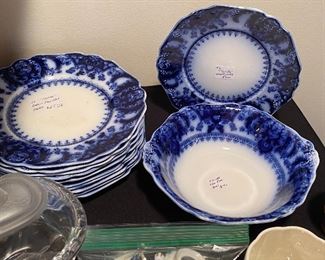 "Florida" pattern Flow Blue china from about 1900.