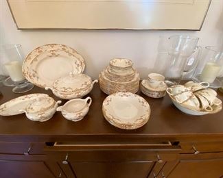 Partial set of Homer Laughlin dishes, pieces dated 1954