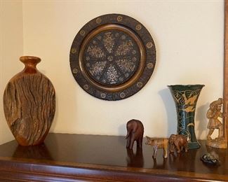 Wood "vase" and decorative items