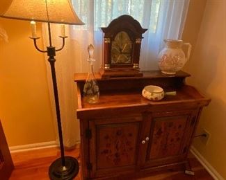 Floor lamp $65.00, "Dry Sink" cabinet is a MagnaVox stereo with 8-track player Works $125.00!