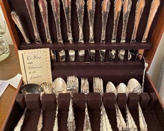 $1985.00 "English Provincial" by Reed & Barton Sterling flatware set for 12, missing one dinner knife.  Total gram weight is approx. 2200 grams (excludes entire weight of hollow handle knives)