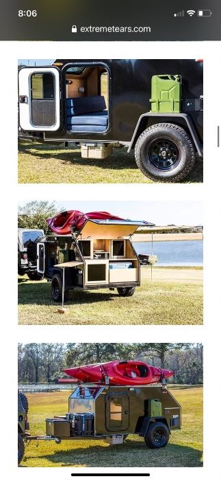 This Extreme tear Off-road teardrop camper... Quite the weekender Includes a stereo & TV. (Kayaks are not included.) This will be sold as a bid item. 