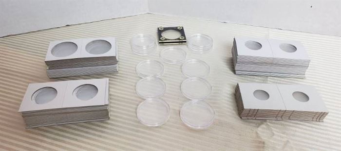 Coin Collecting Supplies ~ Plastic Coin Holders and Cardboard Window Holders (3/4, 1, 1 1/4, & 1 1/2 in. sizes)