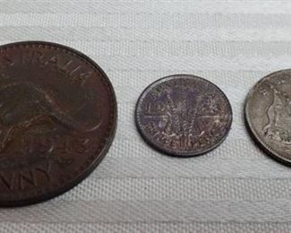 Coins of Australia ~ 1943 Penny, 1943 Three Pence and 1963 Six Pence