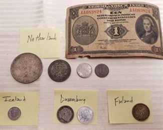 Coins/Currency of Netherlands, Iceland, Luxemburg, & Finland