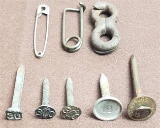 Vintage Numbered Nails, Chain Linker and 2 Pin Clips