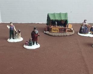 Dept 56 Christmas Heritage Village Series Porcelain Figurines ~ 9 Figurines and Poultry Stand