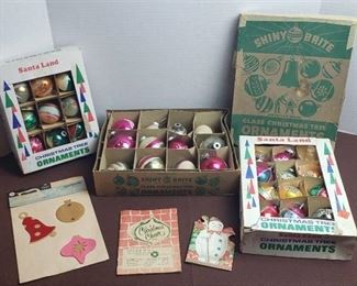 Vintage Christmas Glass Ornaments (Shiny Brite & Santa Land)and other vintage items