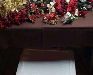 Faux Poinsettias and other Greenery Decor w/Tote Included
