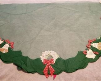 2 Vintage Sequin, Toole, and Felt Tablecloths ~ Green Round (68 in. diameter) and White Rectangular (5 x 7 ft.)