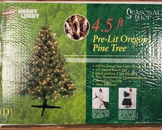 Seasonal Shop 4.5 ft. Pre-lit Oregon Pine Christmas Tree in Box