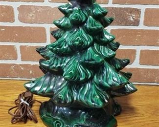 Vintage Ceramic Christmas Tree ~ broken and repaired ~ see pix ~ 17 in. tall
