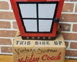 Vintage Holiday Coach Lantern ~ Works ~ 8 x 8 x 9.5 in. tall