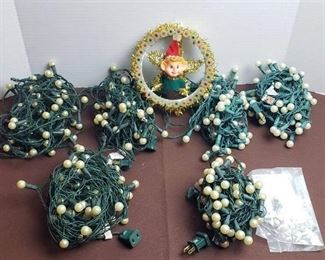 6 Sets of Pearl Lights and Vintage Elf Star Light (all work)