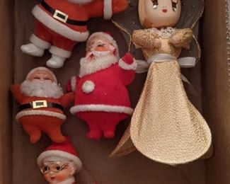 Vintage Red Velvet Christmas Figurines 