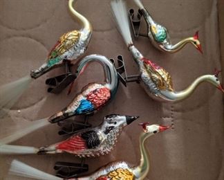 Vintage Clip-on Mercury Glass Bird Ornaments 