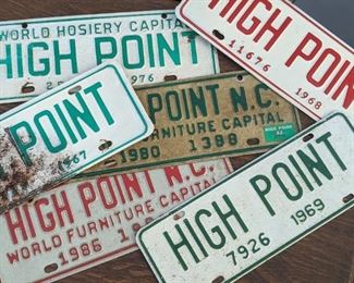 Assorted Vintage  High Point License Plates