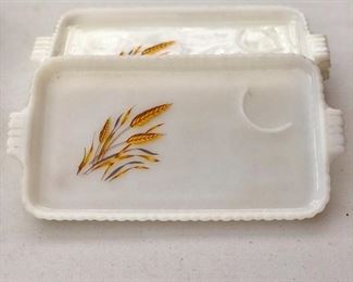 Vintage Fire-King Wheat Snack Trays