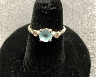14K Diamond & Blue Topaz Ring