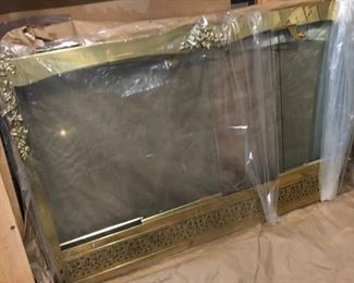 Solid brass freestanding fireplace screen - new