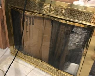 Mountable solid brass fireplace screen, new