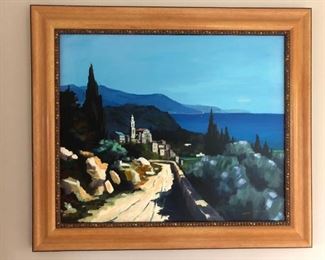 "Mediterranian" Giclee signed by listed artist Joanny, Jean Tierant, beautifully framed.  Canvas size only 24" x 20". COA