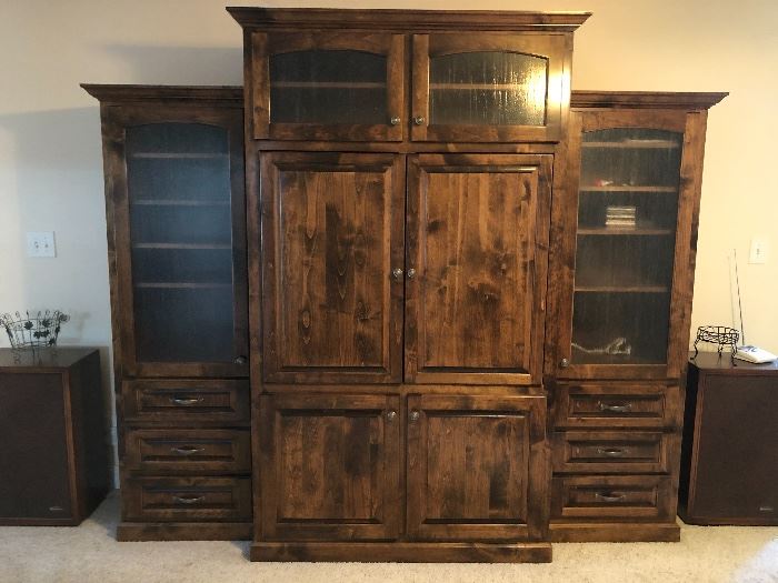 Beautiful custom made, solid wood entertainment center. In 3 parts, total with 8ft, 2 inch, 7ft 2inch tall. $1200
Available for pre-sale, please call for appointment 865-617-0420