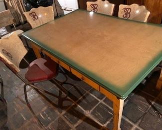 enamel table and chairs with draws