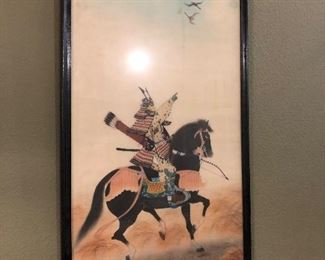 Japanese Samurai Silk Painting 
