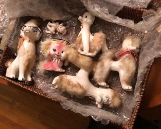 Vintage Fur Dog Figurines 