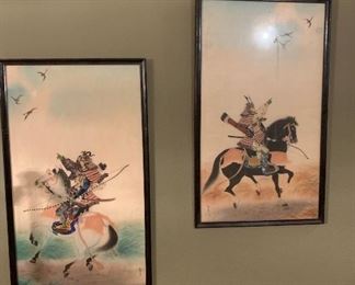 Japanese Samurai Silk Paintings 