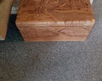 Carved chest.