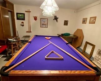Beautiful billiard table with accessories. 