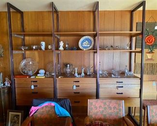 Display unit with storage drawers.