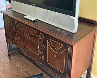 Antique buffet; flat screen TV