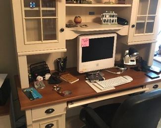 White Office Desk, matching file cabinet, book shelf