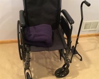 Transfer wheelchair and quad cane