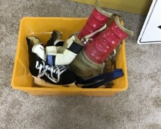 Hockey skates and pads