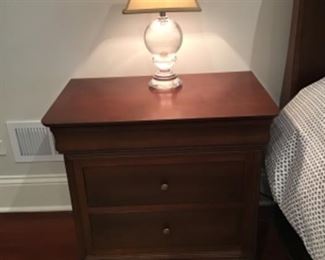 HPL cherry nightstand.  Restoration Hardware lamp with dimming feature.