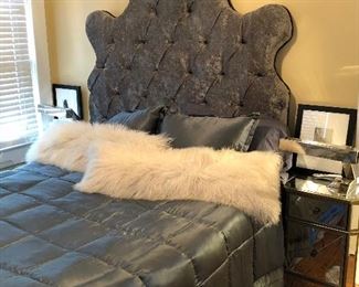 Queen size tufted high headboard