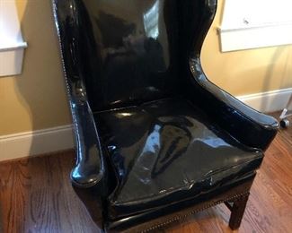 black patent leather Chippendale leg chairs