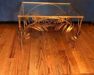 hollywood regency gold leaf table