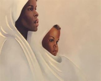 Mother and child lithograph on canvas. Ida Jackson