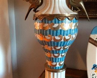 Brass and porcelain lamp