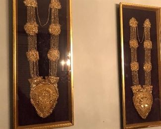 Framed Antique Ceremonial Bibs.